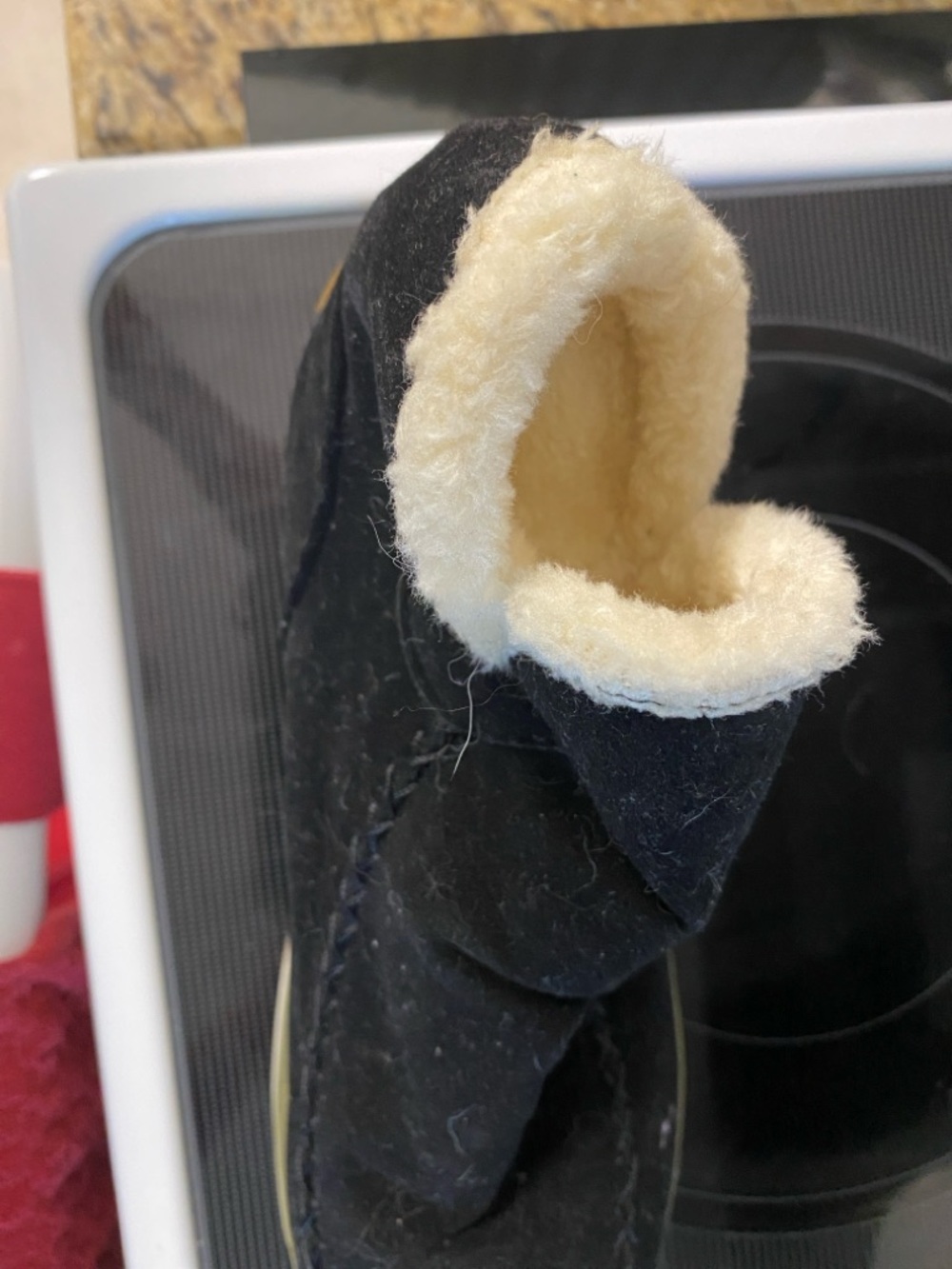 Black Shearling-Lined Slipper Boot